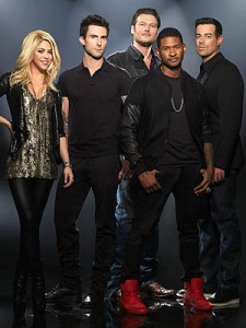 Shakira, Adam, Blake, Usher, Carson