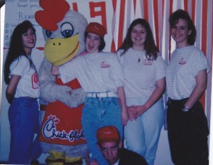 Yes. I'm in the chicken costume. It is one of my favorite pictures ever of EronMarie. Danielle, me, EronMarie, Kim, Rachelle, Daniel
